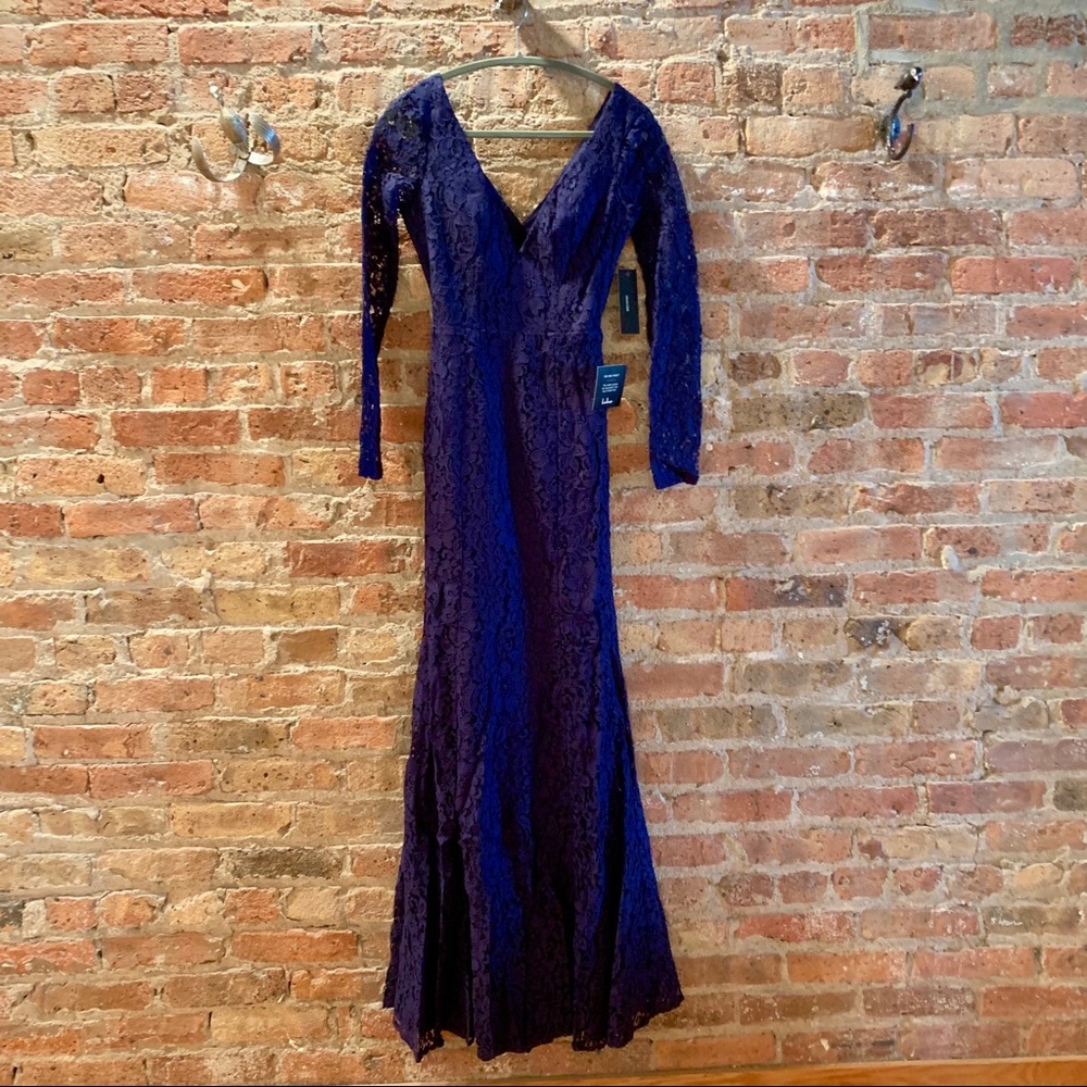 NWT Navy Lace Maxi Dress with Back Cut Out